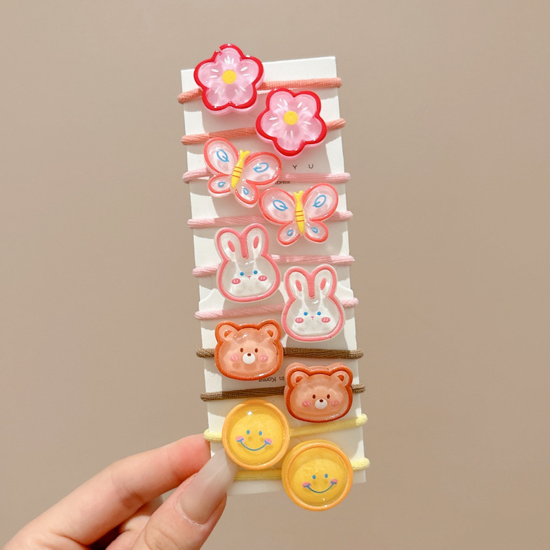 Dibujos animados para niños lindo pulgar lazo para el cabello bebé no daña el cabello cuerda alta elástico banda elástica cuerda para el cabello accesorios para el cabello