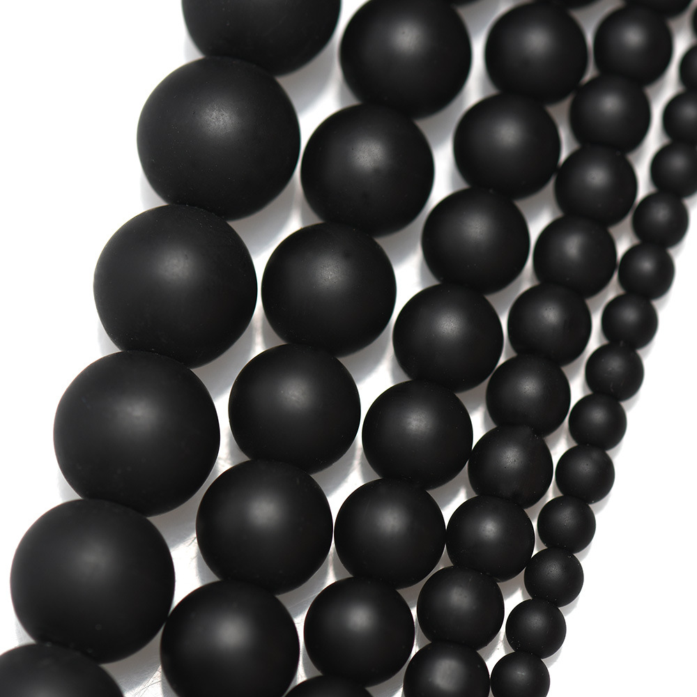 Black matte bead scatter beads DIY bracelet black round bead semi-finished beading accessories wholesale