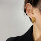 Золотые металлические изысканные серьги, коллекция 2023, золото 750 пробы