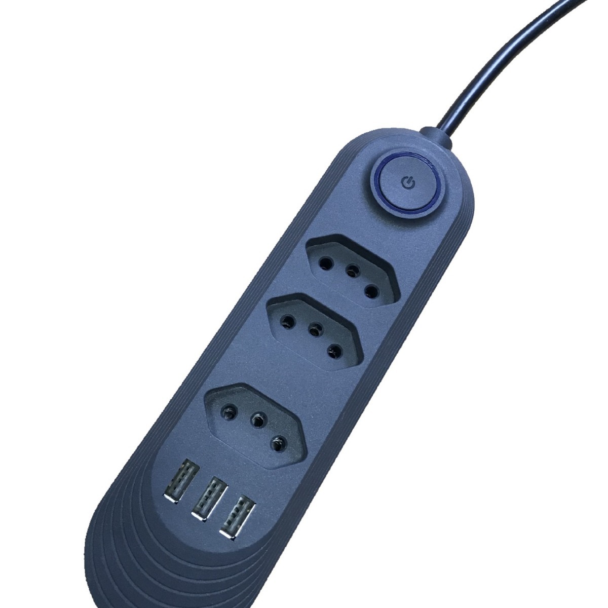 出口南美，巴西带USB插座排插充电电源延长线黑色带开关排插批发