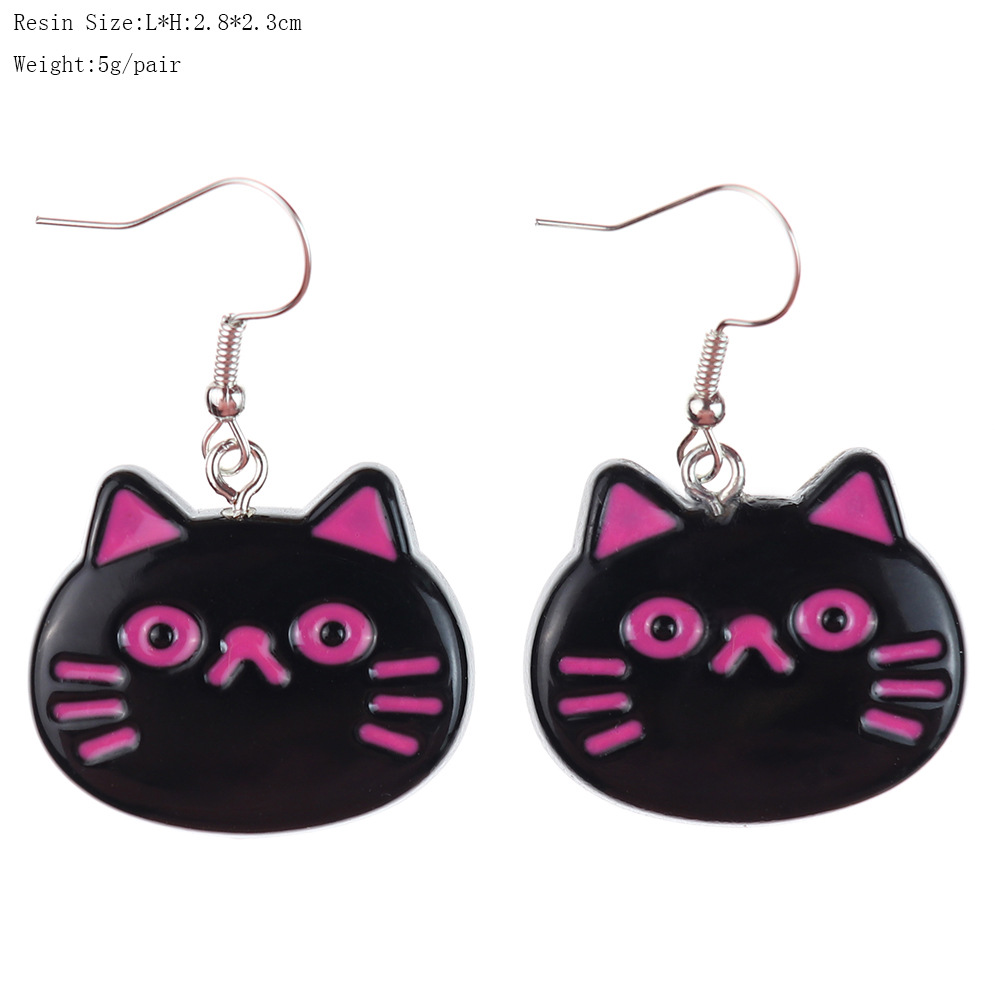 1 Paire Style De Bande Dessinée Mignon Chat Poisson Plastique Boucles D'oreilles display picture 2