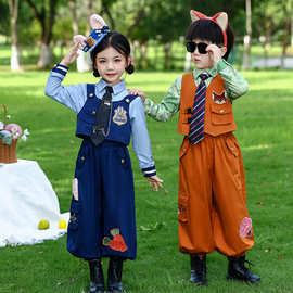 童装男童尼克狐狸衣服cosplay服儿童朱迪警官演出服卡通生日礼服