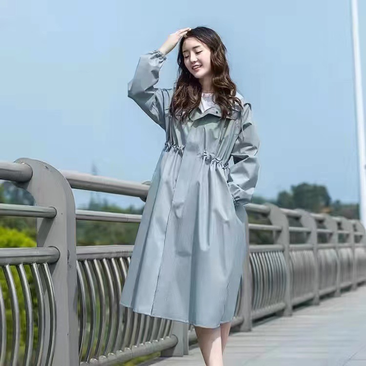 Cross-Border Foreign Trade Raincoat Women's Long Windbreaker Style Slim Waist Golf Raincoat Rainproof and Windproof All-In-One Wholesale