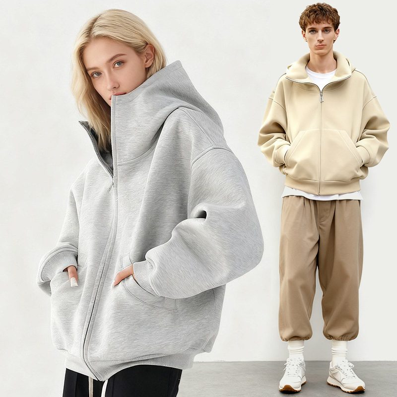 Versatile Autumn and Winter New Heavy-Duty American Retro Street Style Oversized Hooded Cardigan, Lazy Thickened Sweatshirt, Unisex Jacket Versatile Autumn and Winter New Heavy-Duty American Retro Street Style Oversized Hooded Cardigan, Lazy Thickened Sweatshirt, Unisex Jacket