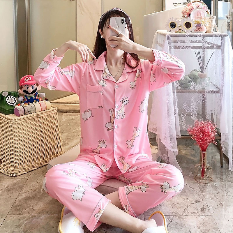 〖Flores dulces〗 Pijamas para madre, mangas largas para mujer, primavera, otoño e invierno, ropa a domicilio para mujer, traje suelto de talla grande