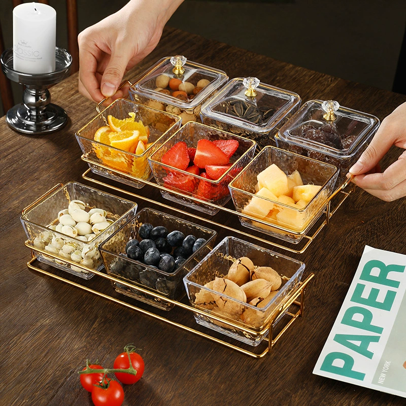 Ларейка-тарелка Snack tray (Nordic INS) акриловые многоотсековые сервировочные блюда, золотая рама и варианты из бамбука