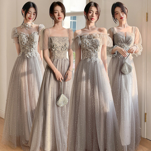 Gray bridesmaid dresses the new spring sister group dress skirt girlfriends wedding wedding party long bridesmaid dresses