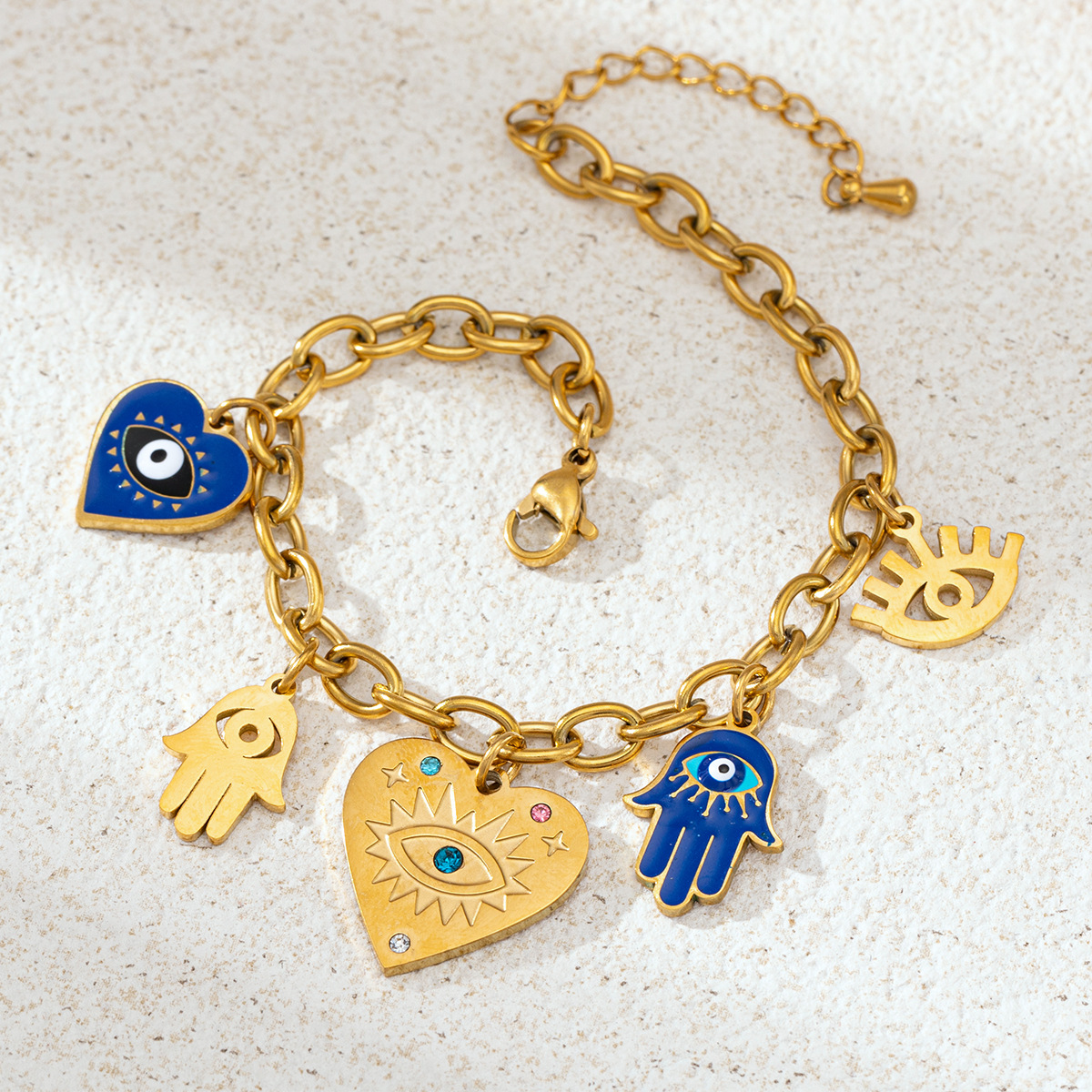Collar de acero inoxidable de estilo europeo y americano, lujo ligero, nicho de amor, colgante de pulsera, ojo del diablo, mujer no se desvanece image 4