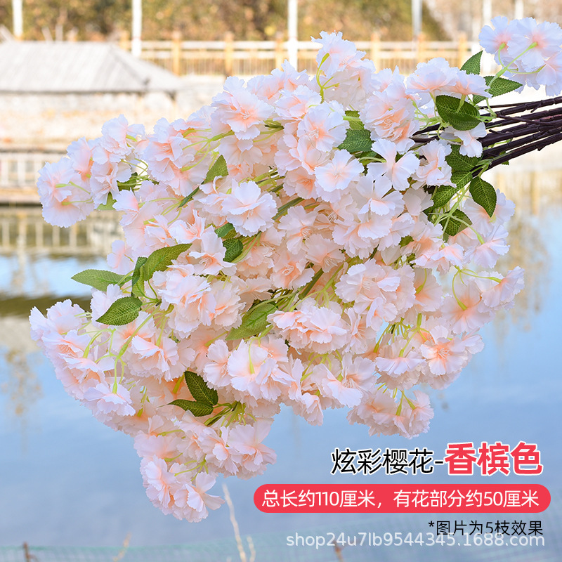 Simulación de flores de cereza flores de melocotón flores de pera flores de ciruela flores de bodas flores falsas vid decoración jardín balcón red de manglares paisaje de pared