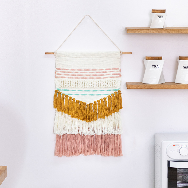 Cotton Woven Handmade Three-dimensional Jacquard Shape Color Tassel Tapestry Bedroom Living Room Wall Decoration Tapestry Wall Hanging