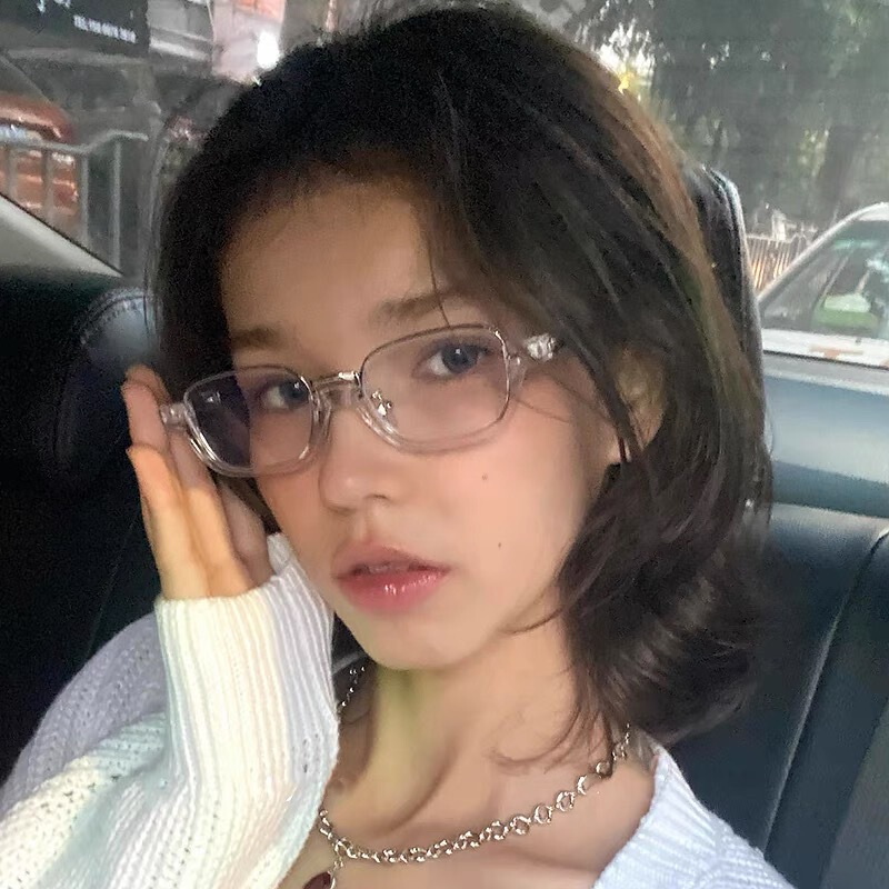 小众设计透明半框眼镜框镜架女款素颜神器小框装饰近视镜可配近视|undefined
