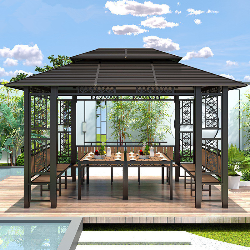 Outdoor Pavilion Courtyard Outdoor Wrought Iron Tent Villa Leisure Galvanized Pavilion Balcony Awning Rooftop Garden Awning