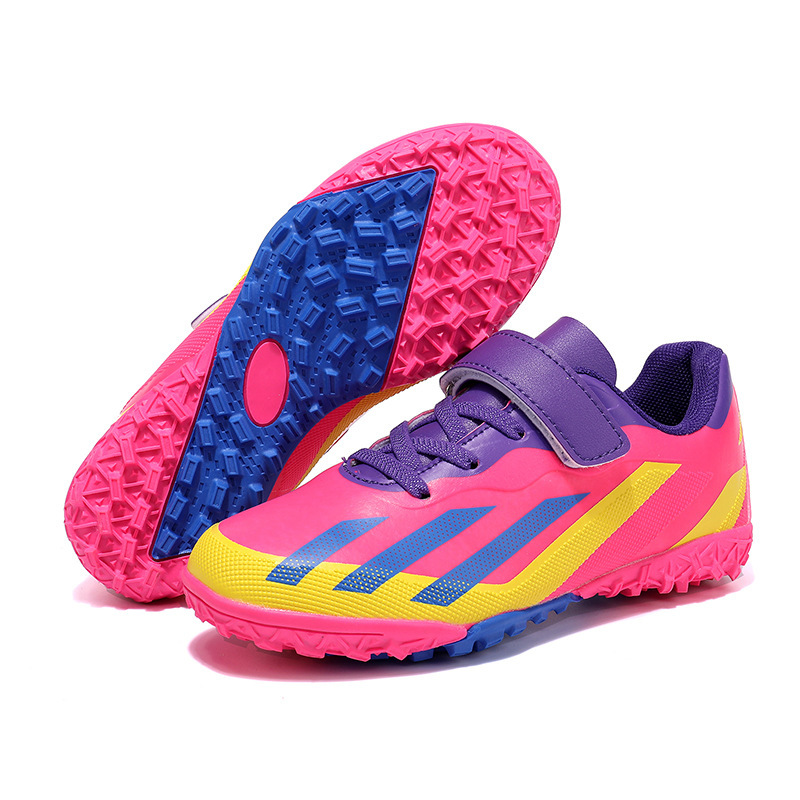 Tenis de Fútbol Infantil Turf de Caucho y TPU con Amortiguación y Cierre de Velcro para Césped Natural y Artificial