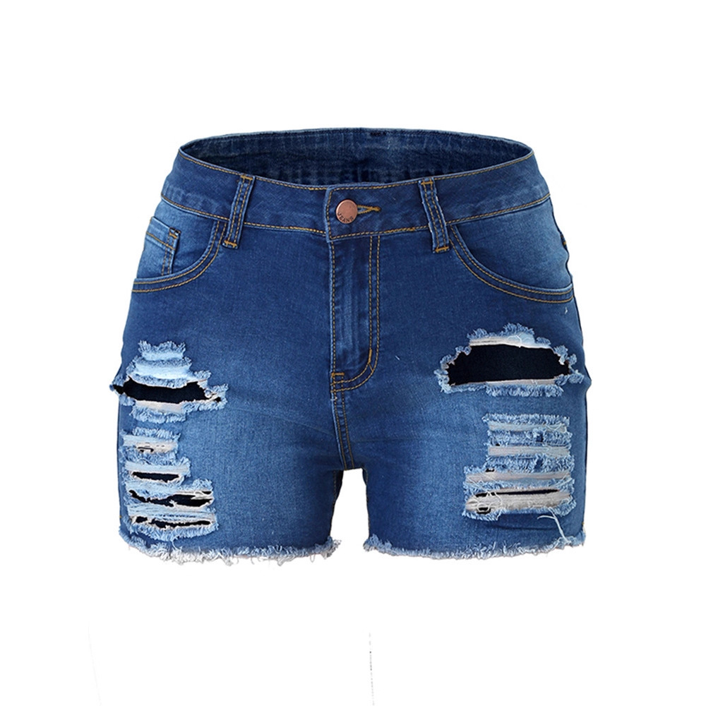 La primavera y el verano de Europa y América transfronteriza nueva elástico sexy pantalones cortos de Mezclilla de las mujeres de alta calidad en stock vaqueros lavados moda