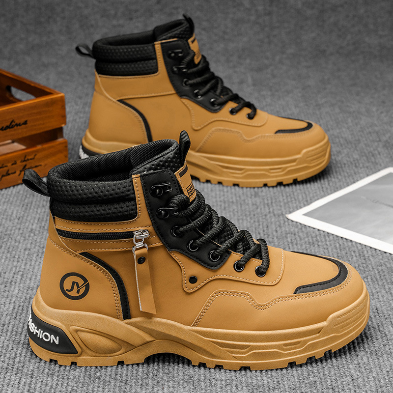 Autumn Men's Shoes New High-Top Boots Men's British Retro Thick-Soled Wear-Resistant Work Shoes Casual Outdoor Short Boots