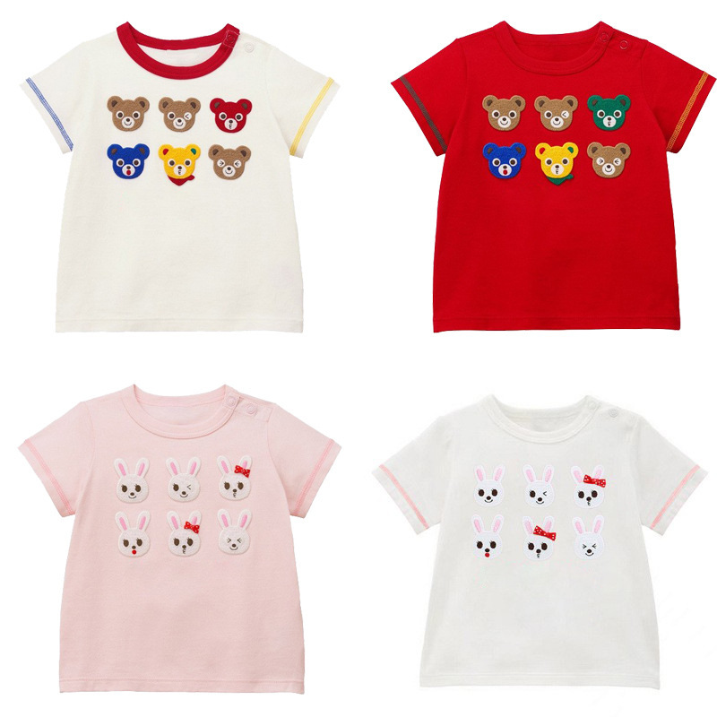 Uşaq üçün ayı və dovşan çaplı qısaqol köynək, yay üçün