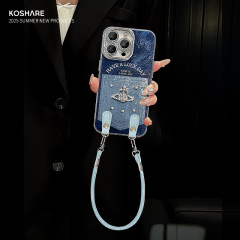 牛仔西太后挂绳适用苹果16promax手机壳iphone14高级感15冰川纹13