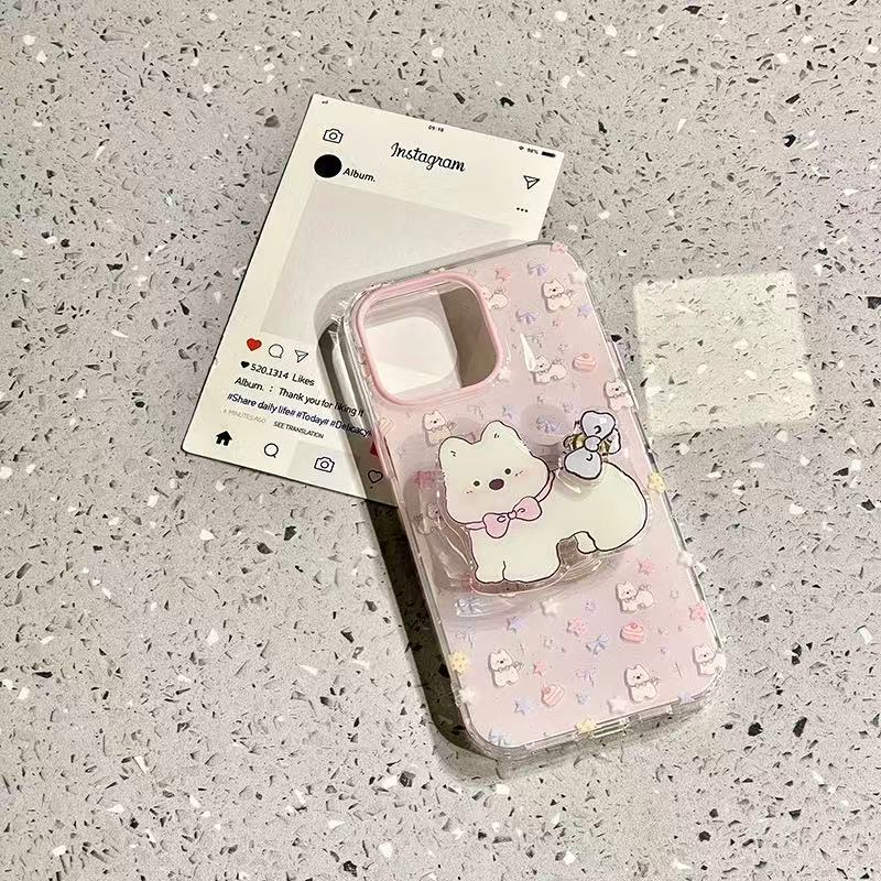 Girls ins Pink Star West Highland Funda para iPhone 16ProMax 14 Soporte Apple 15/13