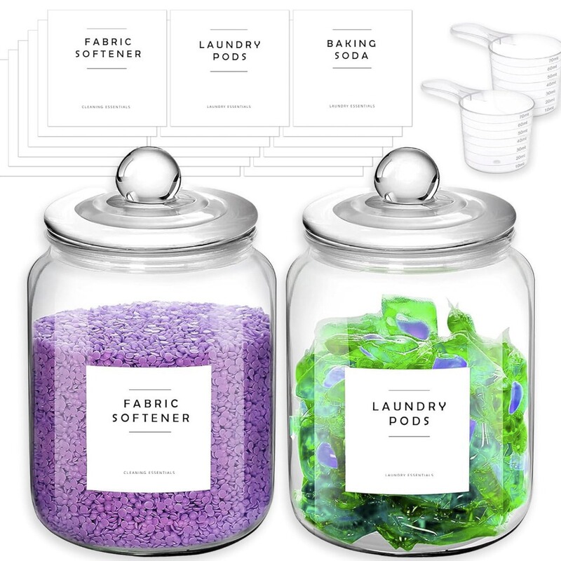 Amazon cross-border can send 2L transparent glass laundry tank suit transparent glass laundry detergent tank with lid and spoon