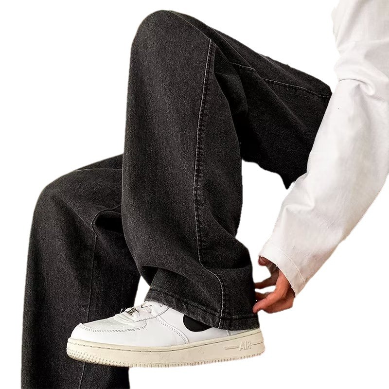 Pantalones ins temperamento masculino tendencia simple juventud popular primavera y otoño jeans nuevo estilo cintura media marea literatura perezosa