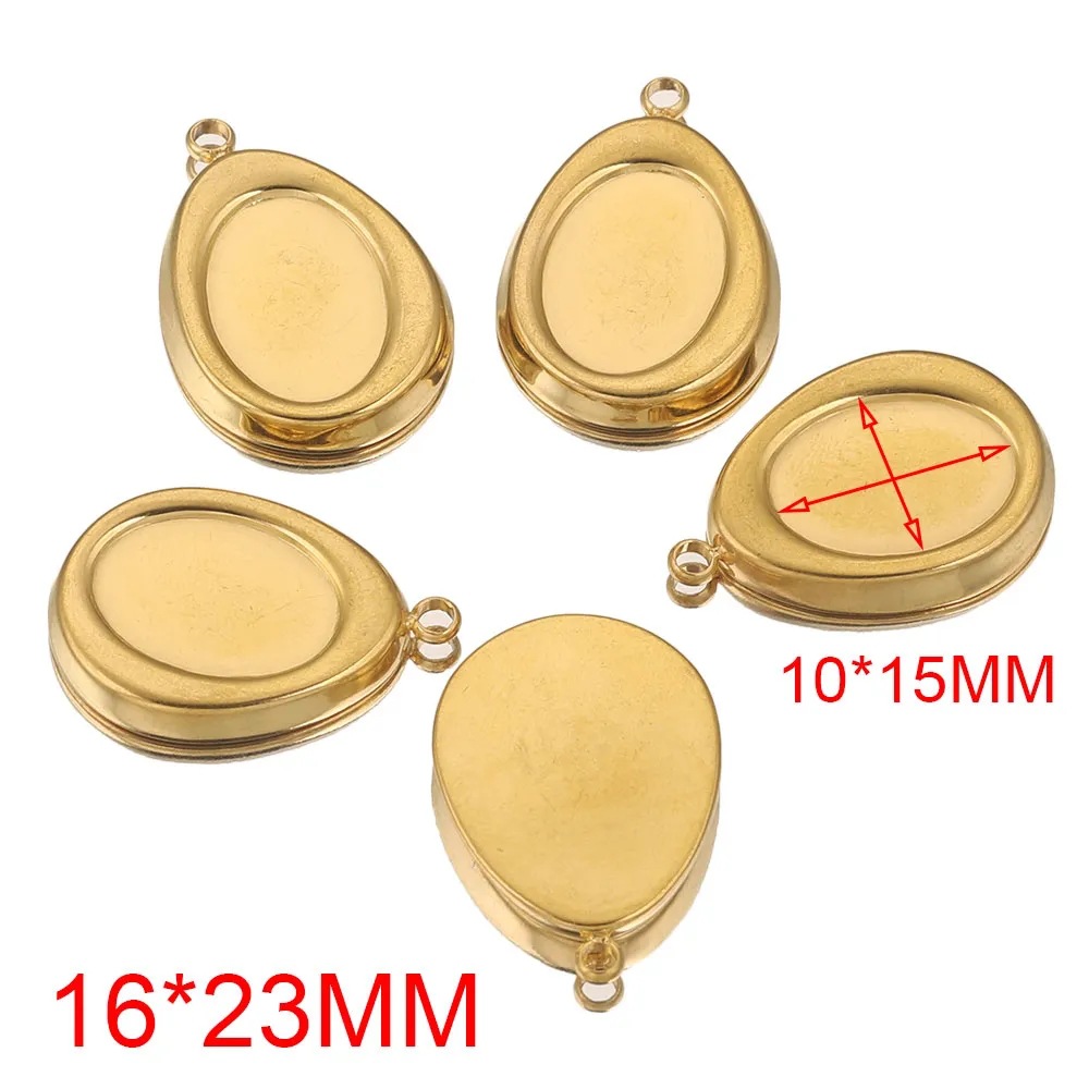 PVD Coated Gold Plating Process 1 Piece 304 Stainless Steel PVD Coated Real Gold Plated Heart Shape Pendant Charms