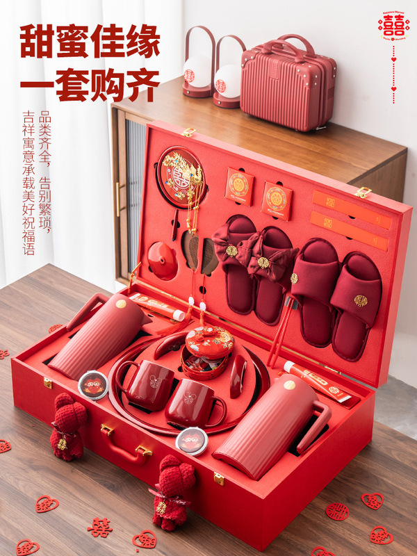 陪嫁物品女方全套高档结婚用品大全聚宝喜盆结婚娘家备婚嫁妆套装|undefined