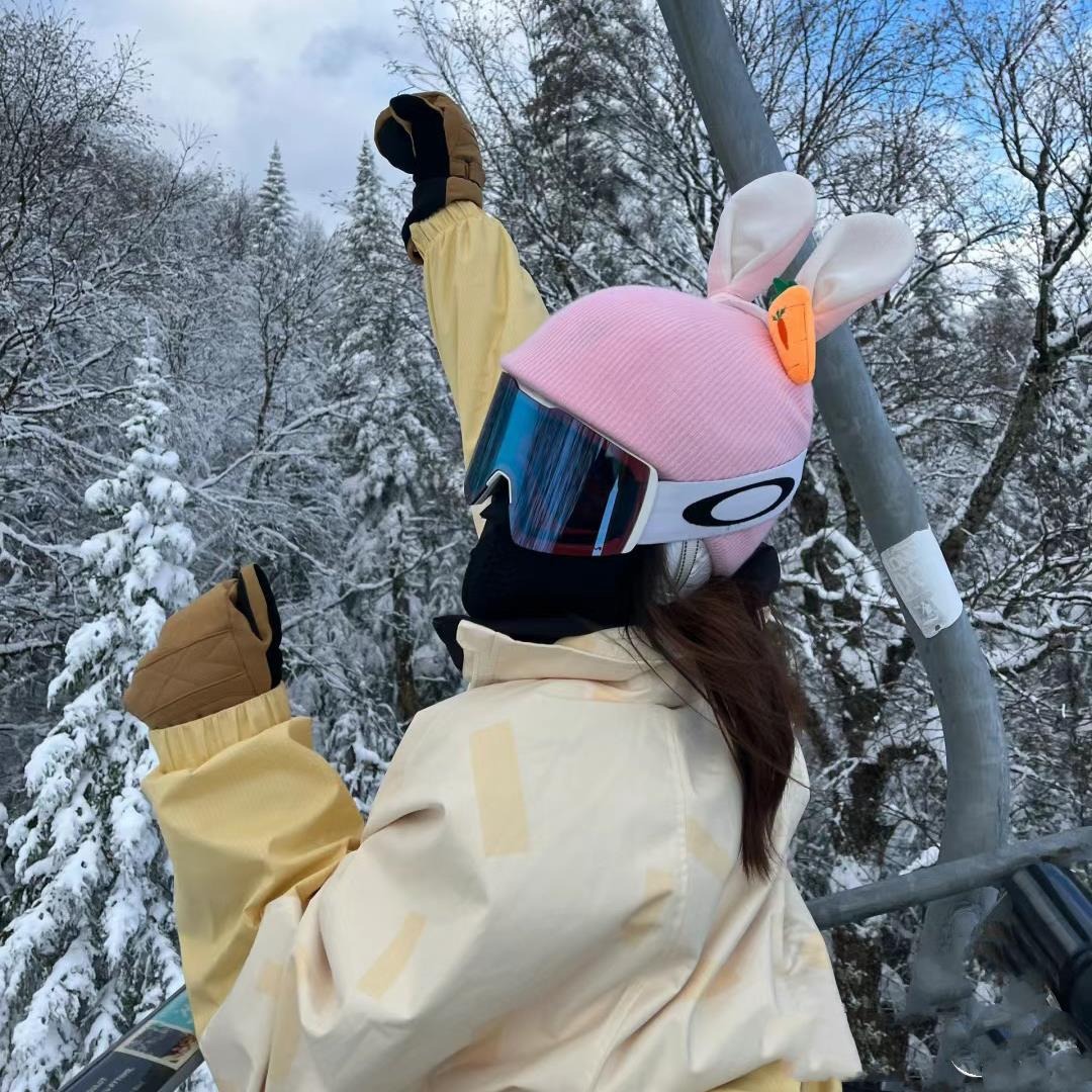 Lingnabel casco de esquí cubierta de sombrero de batería de doble placa sola cubierta de casco de nieve para mujeres adorables accesorios de decoración de orejas para niños