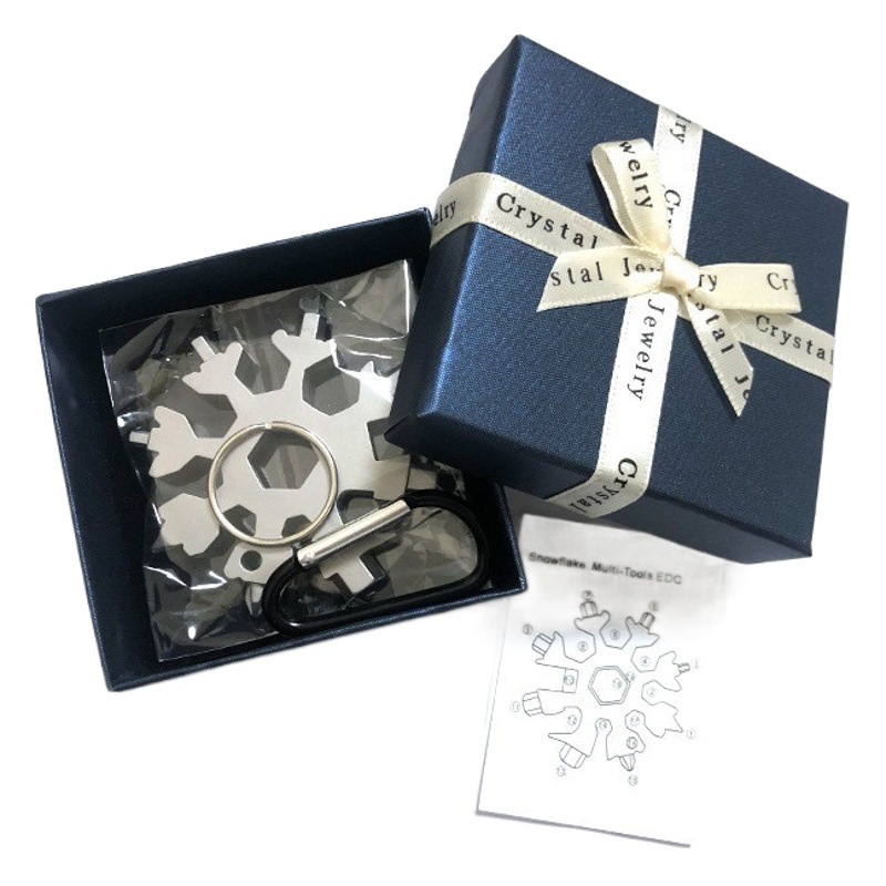 Tarjeta de herramienta de copo de nieve octogonal 18 en 1 llave de copo de nieve multifuncional de acero inoxidable de 8 ángulos hexagonal portátil y práctico