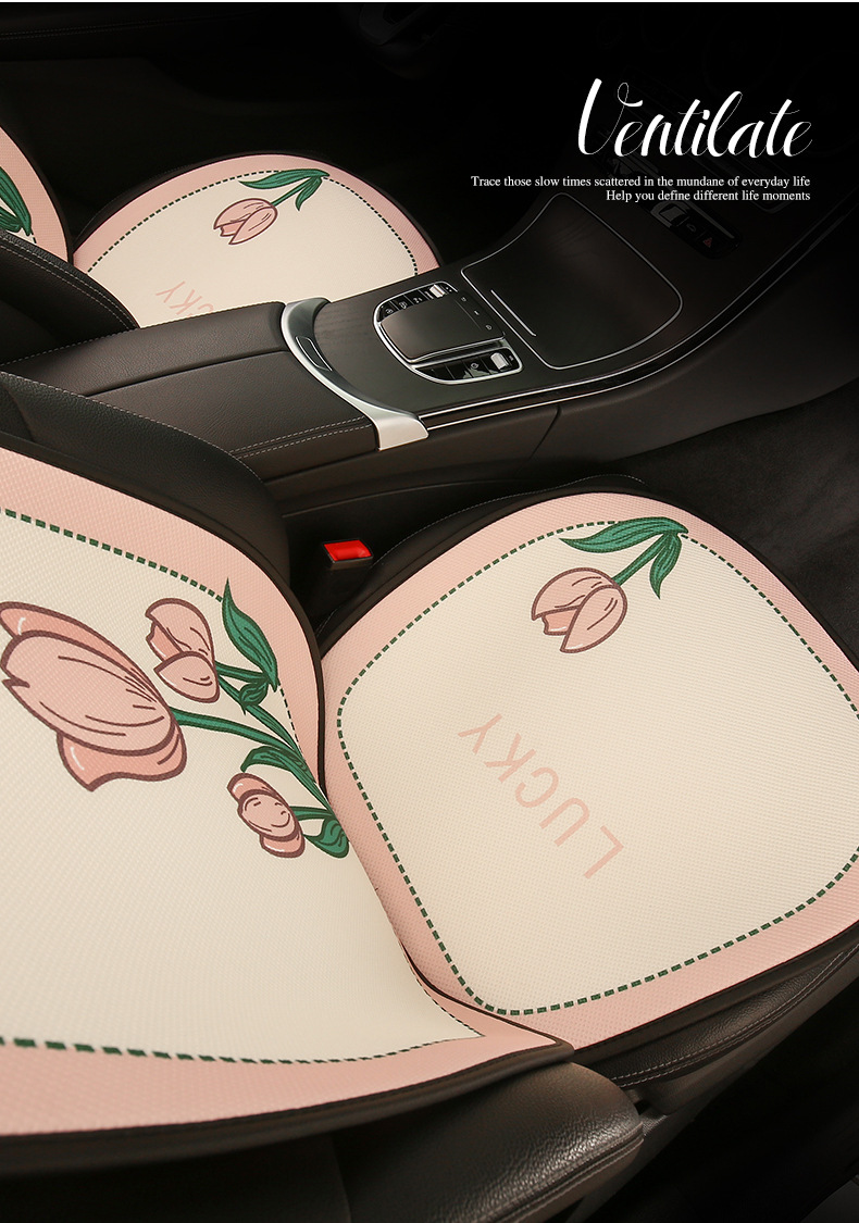 26 Car Seat Cushions, Universal for All Seasons, Breathable Seat Cushions, Mesh Anti-Slip, Cute Cartoon Seat Cushions, Summer Single Seat