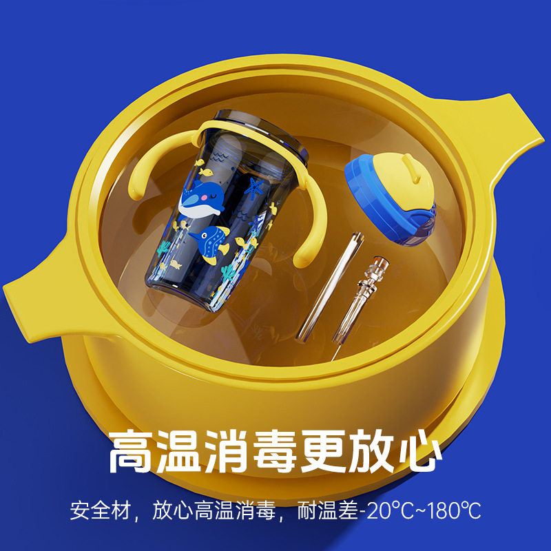 Taza antigoteo de gran capacidad directa de fábrica con tapa y mango aislamiento térmico anti-escaldado anti-caída taza para beber para niños