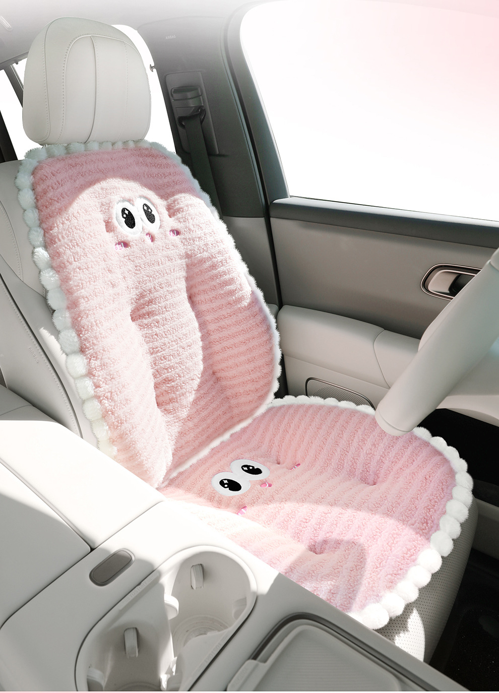 New plush car seat cushions, seat covers, and pillows for car seats