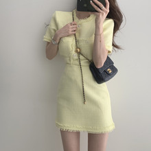 2024韩版chic气质小香风套装女夏季短外套包臀半身裙子洋气两件套