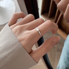 Geometric Ring for Women - Simple and Unique Design, Geometric Plain Band Half-Circle Dot Finger Ring, Summer Water Droplet Open Ring for Index Finger