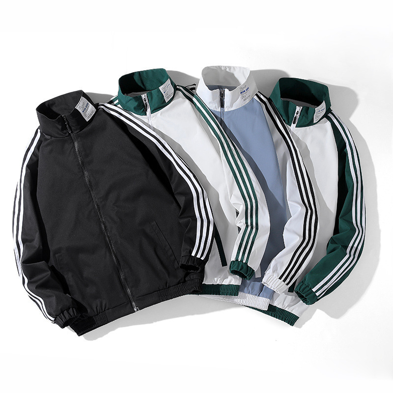 Spring and Autumn Men's Jackets, Striped Jackets, Three-Stripe Jackets, Sports Casual Jackets, Youth Baseball Uniforms, Dropshipping