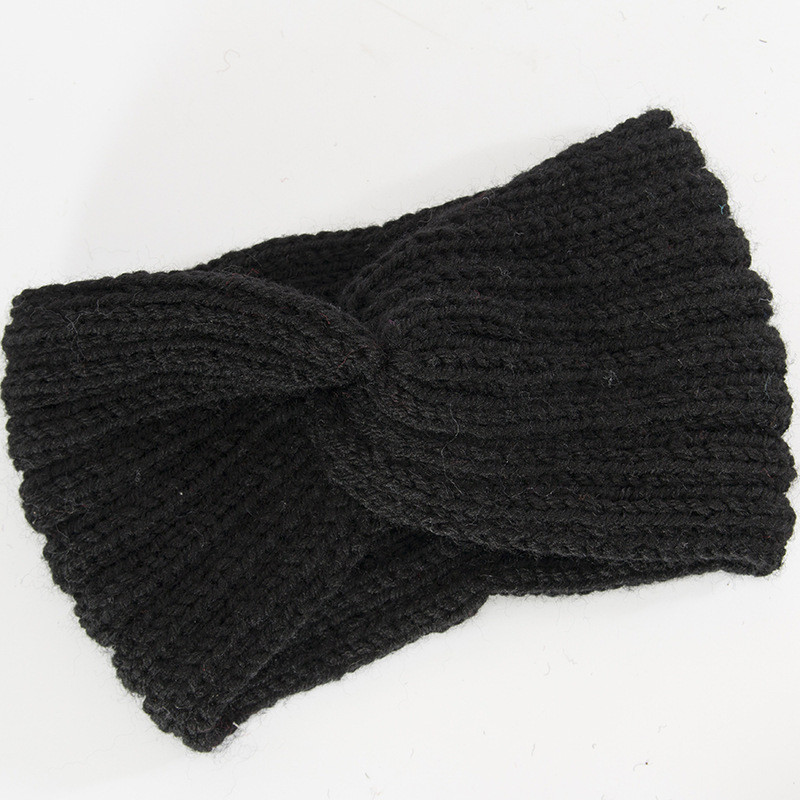 Accessori per capelli in maglia autunnale e invernale con fasce incrociate, fasce sportive da donna in lana elastica calda_voghion.com