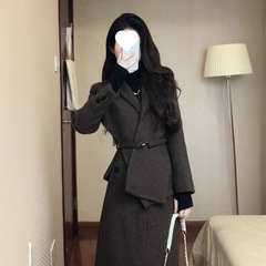 秋冬搭配一整套别致独特过年套装高级感小香风富家千金毛呢连衣裙