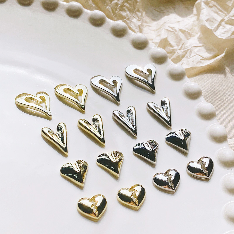 Japanese Nail Art Love Metal Decoration Broken Hollow Love Nail Jewelry 2022 New Internet Celebrity Alloy Accessories