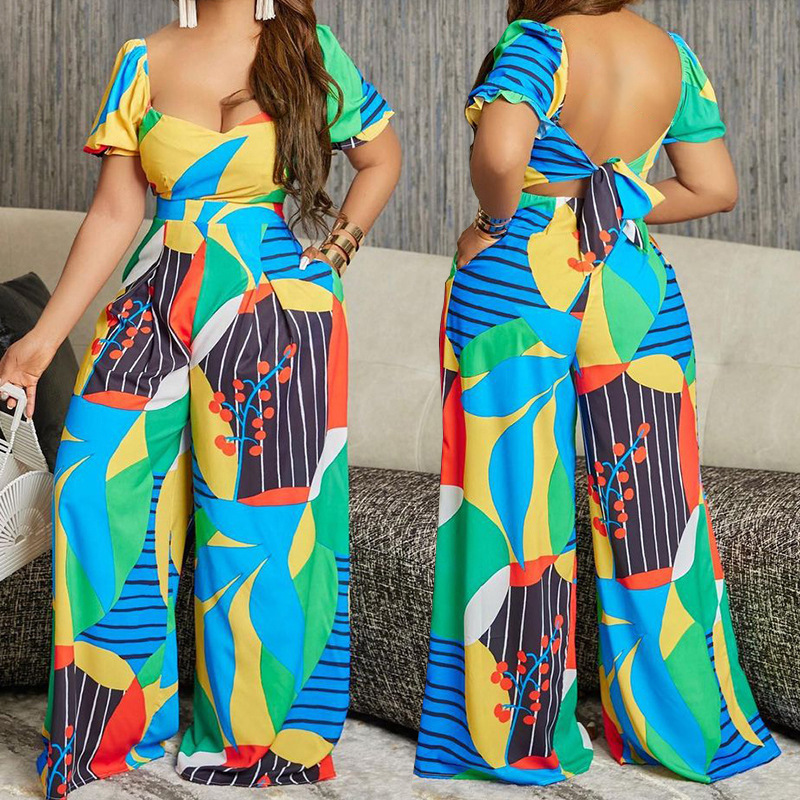 Women's Daily Bodysuits Casual Color Block Full Length Backless Jumpsuits display picture 1