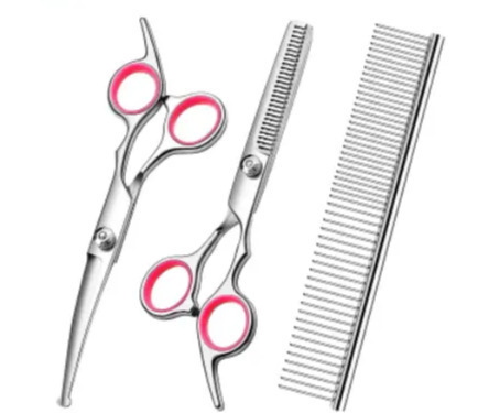 All-steel integrated fish mouth - downward + dental scissors + steel comb (white screw powder ring)