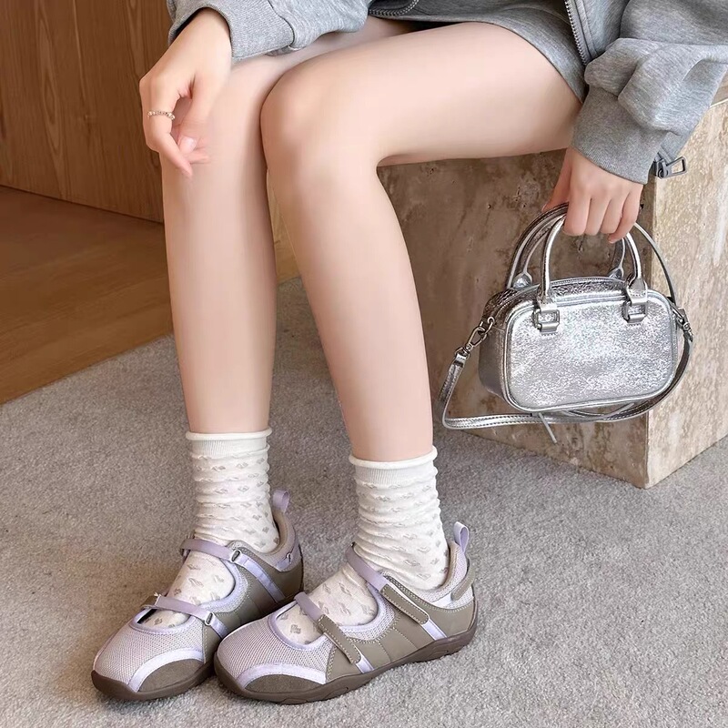 Sister Ran's Clearance Sale~~~Round-Toe Low-Heel Genuine Leather German Training Shoes with Suede Mesh Breathable Casual Shoes