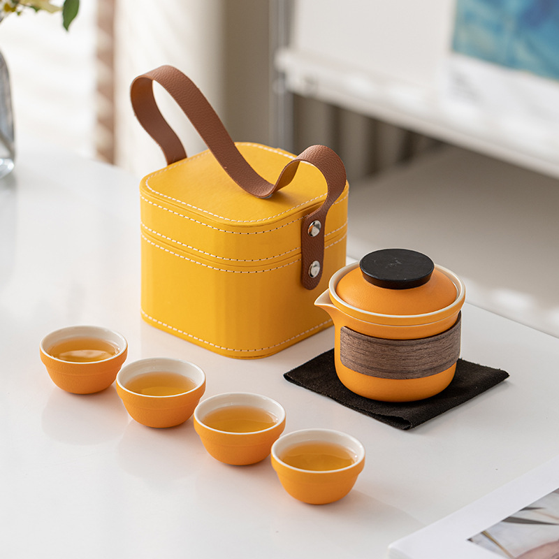 Yunchen Portable Travel Tea Set suit Express Cup Ceramic Tea Set Outdoor Travel Camping Tea Cup Gift