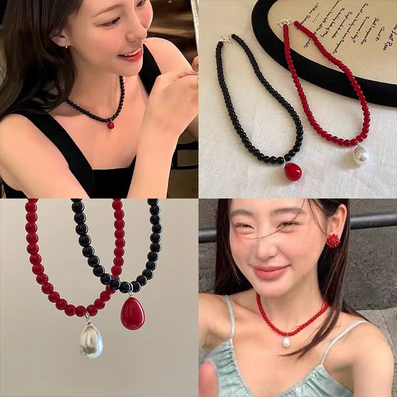 Collana con ciondolo a goccia d'acqua in stile coreano Bornet, per donna, con maglione, catena per clavicola di alta qualità_voghion.com