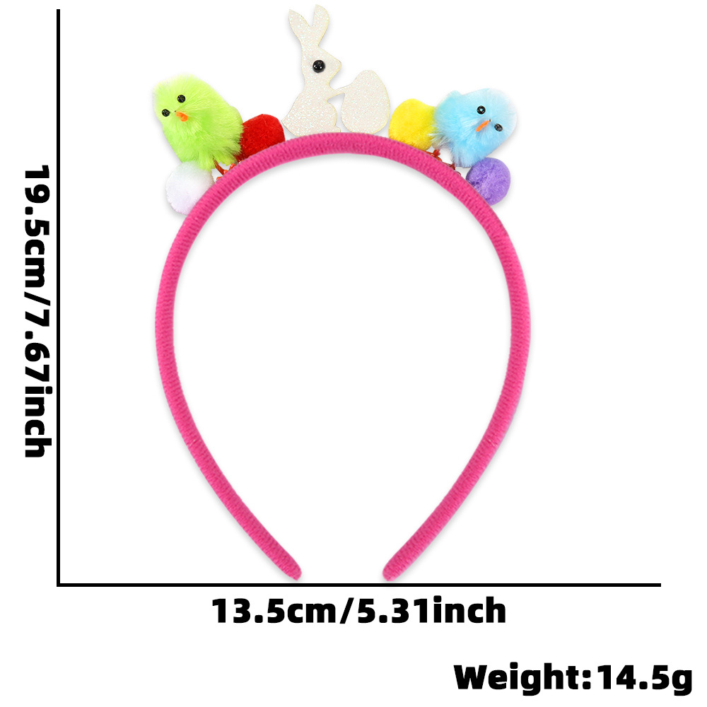 Nuevos adornos de Pascua multicolores de peluche pollo cabeza bandana fiesta vestido niños huevo bandana cabezales