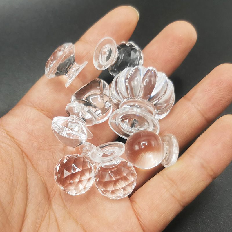 Transparent acrylic crystal handle accessories DIY handmade drawer storage handle jewelry geometric round decorations