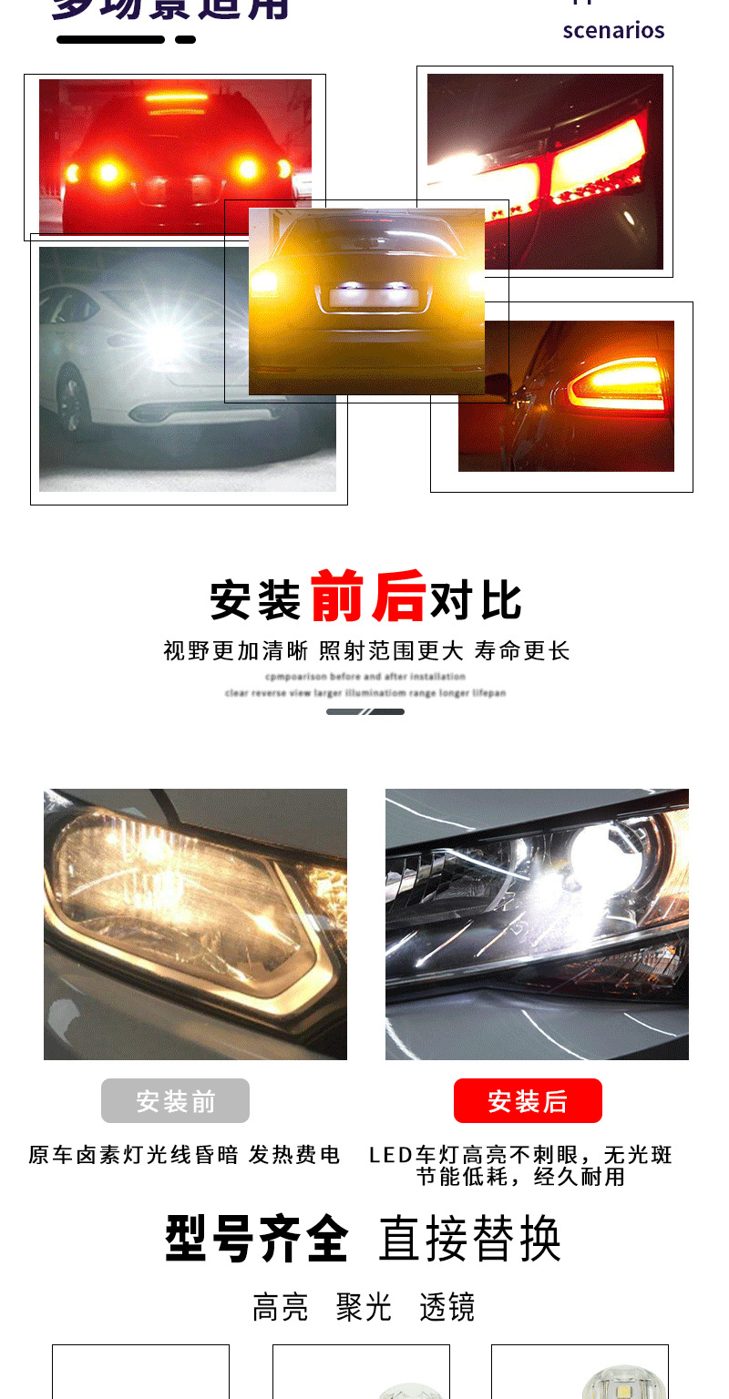 T207443 Car LED Brake Light W21/5W High Brightness Tail Light Bulb