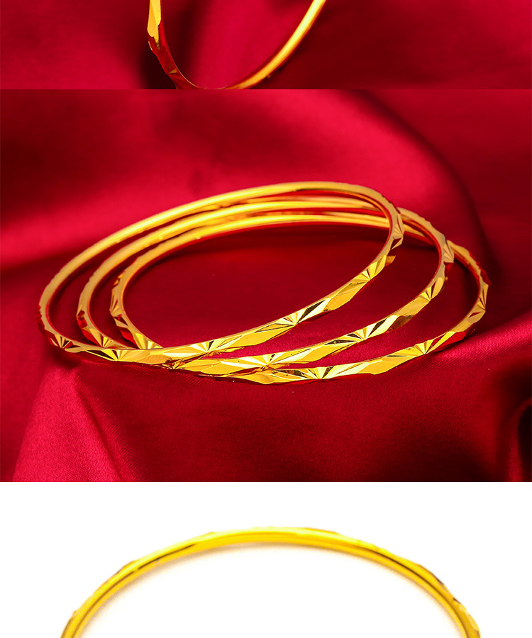 Gold Plated Bangle Wedding Bracelet With Floral Design For Women_voghion.com