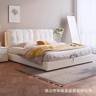 Cloud Bed Technology Fabric Bed Simple Modern Velvet Master Bedroom Solid Wood Bed Nordic Wedding Bed Double Bed Cream Style Bed