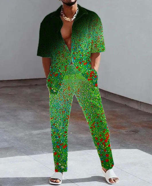 Temperamento de moda, estilo de personalidad, camisa de manga corta impresa en 3D, pantalones, MB1-MR10 de dos piezas de estilo popular para hombres