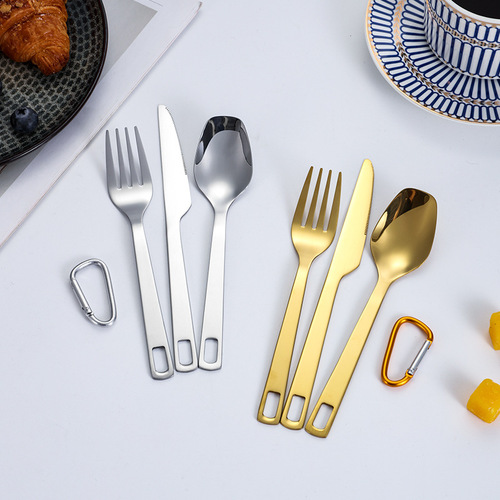 Outdoor Travel Creative Camping Knife Fork Spoon Hiking Camping Western-style Spoon Fork Set Stainless Steel Portable Tableware Set