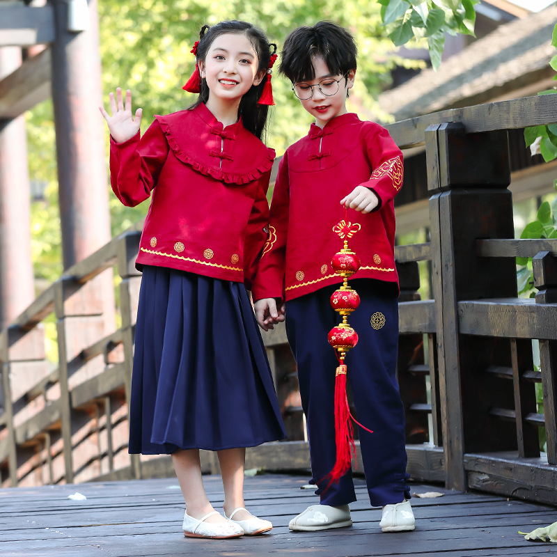 Children's Chinese-style Spring and Autumn performance costumes for kindergartens, ethnic-style ancient costumes for primary school students, Mid-Autumn Hanfu choir performance costumes